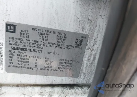 2017 Buick Enclave Leather z USA, uszkodzony, nr VIN 5GAKVBKD7HJ252177